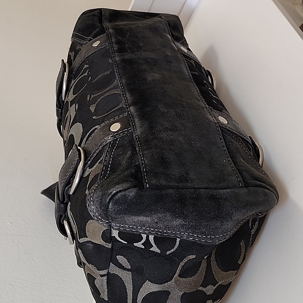 Coach Y2K Hobo Chelsea Signature Jacquard Leather Suede  Turn Lock Shoulder Bag - Picture 9 of 16